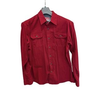 Wrangler Button Up  Shirt Men's  Comfort Flex  Long Sleeve‎ Red Burgundy